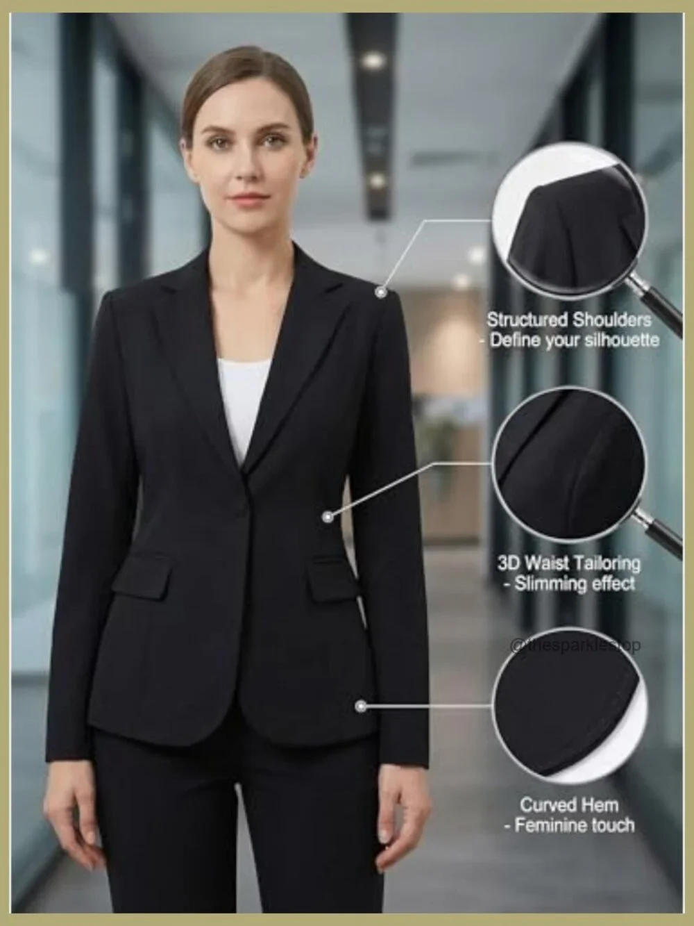 Recycled Polyester Rayon Blazer Slim Fit Business Casual Jacket - Picture 6 of 7